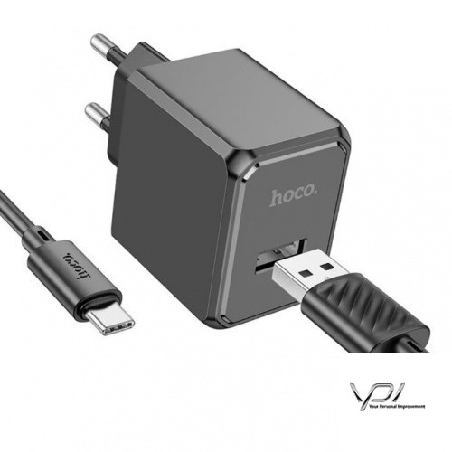 Мережевий Зарядний Пристрій Hoco CS11A 1USB/2.1A + Type-C (Чорний)