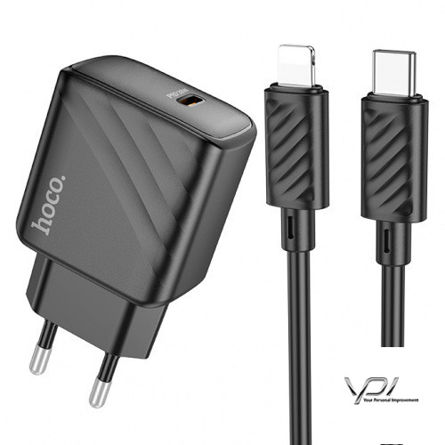 Мережевий Зарядний Пристрій Hoco CS22A PD30W + (Type-C - Lightning) (Чорний)