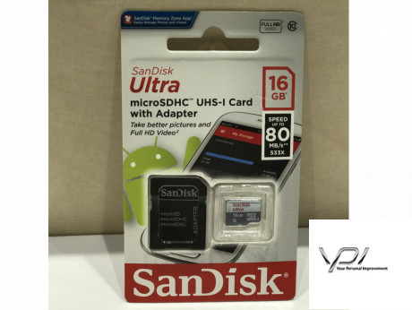 ФЛЕШ КАРТА MICRO-SD 16GB 10class SanDisk