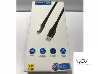 USB Cable Konfulon DC-02C (iPhone) 2m, 2a, Black