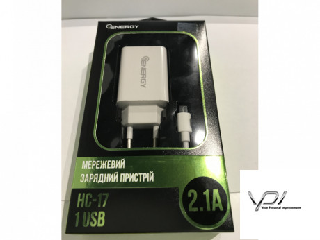 СЗУ iENERGY CHARGER HC-17, 1USB, 2,0A 2IN1 + Cable MicroUSB