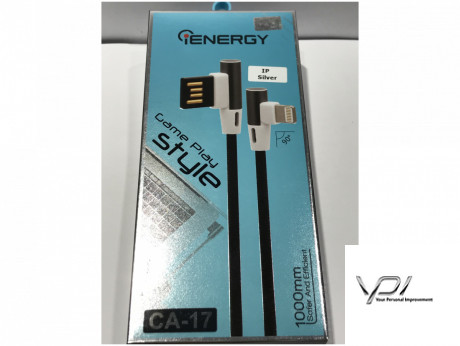 USB Cable iENERGY CA-17, GAME PLAY, 1M, 2A, iPhone Silver