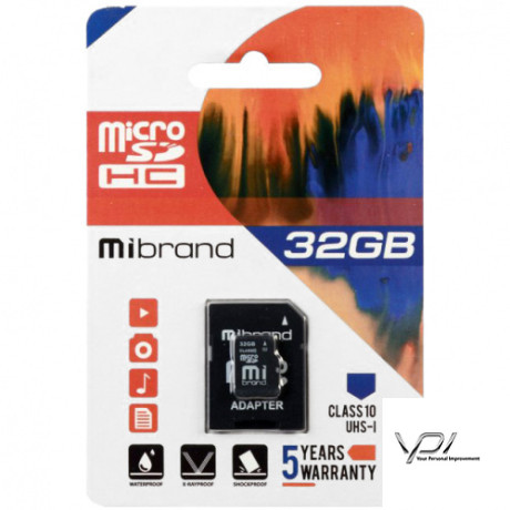 Карта Пам'яті Mibrand MicroSDHC 32gb 10 Class + Adapter