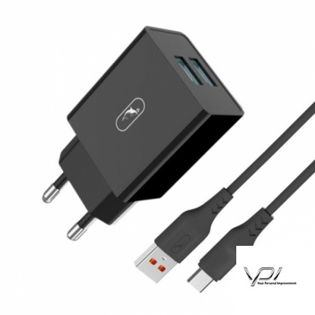 Мережевий Зарядний Пристрій USB SkyDolphin SC30V MicroUSB 2USB/2.1A (Чорний)