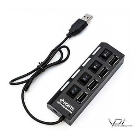 USB HUB 4 перекл. hi-speed 4 USB 2.0 (Чорний)