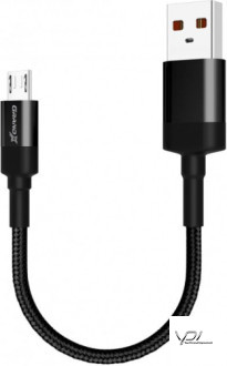 Кабель Grand-X FM-20M для Power Bank USB-microUSB 20cm,  CU,  Black BOX