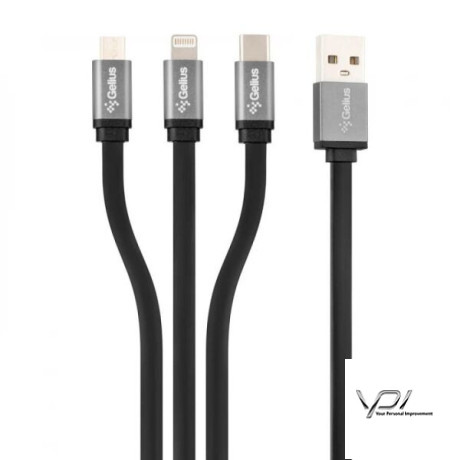 USB Cable Gelius Pro Squid GP-UC102 3in1 (MicroUSB/Lightning/Type-C) Black (2.1A) (12 мес)