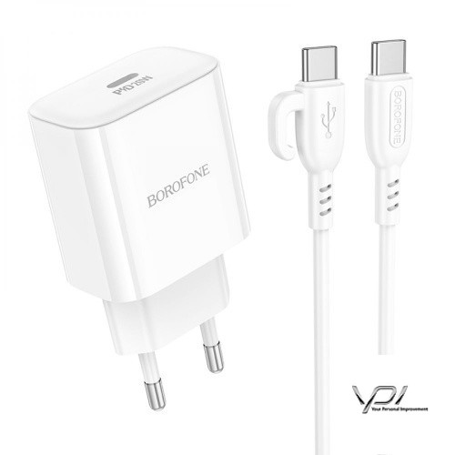 Мережевий Зарядний Пристрій Borofone BA81A Power PD20W + (Type-C to Type-C) (Білий)