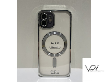 Чохол TPU Metalic Full Camera with Magsafe для Apple iPhone 12 (Срібний)