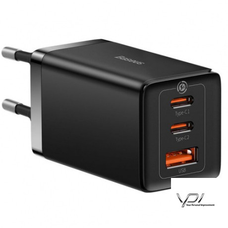 Мережевий Зарядний Пристрій Baseus GaN5 Pro Fast Charger 2C+U 65W EU (CCGP120201) + Type-C - Type-C 100W/1m (Чорний)