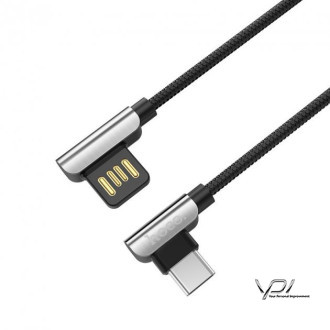 USB Cable Hoco U42 Exquisite Steel Type-C (L Shape) Black 1.2m