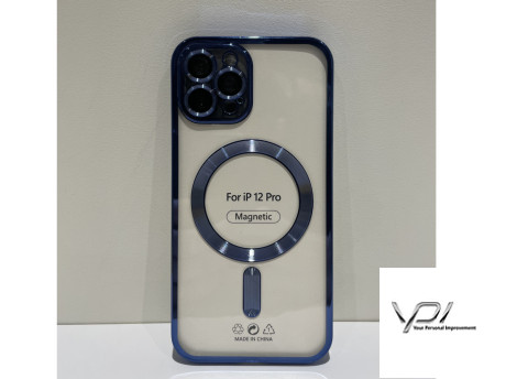 Чохол TPU Metalic Full Camera with Magsafe для Apple iPhone 12 Pro  (Синій)