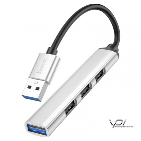 USB HUB Hoco HB26 4-in-1 adapter (USB to USB3.0+USB2.0*3) (Сріблястий)