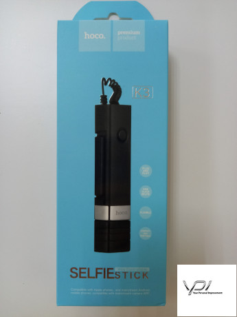 Тримач висувний для selfi Hoco K3 Beauty Black + кнопка через 3,5&quot;